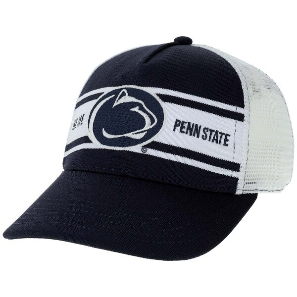 striped trucker hat We Are Penn State with Athletic Logo